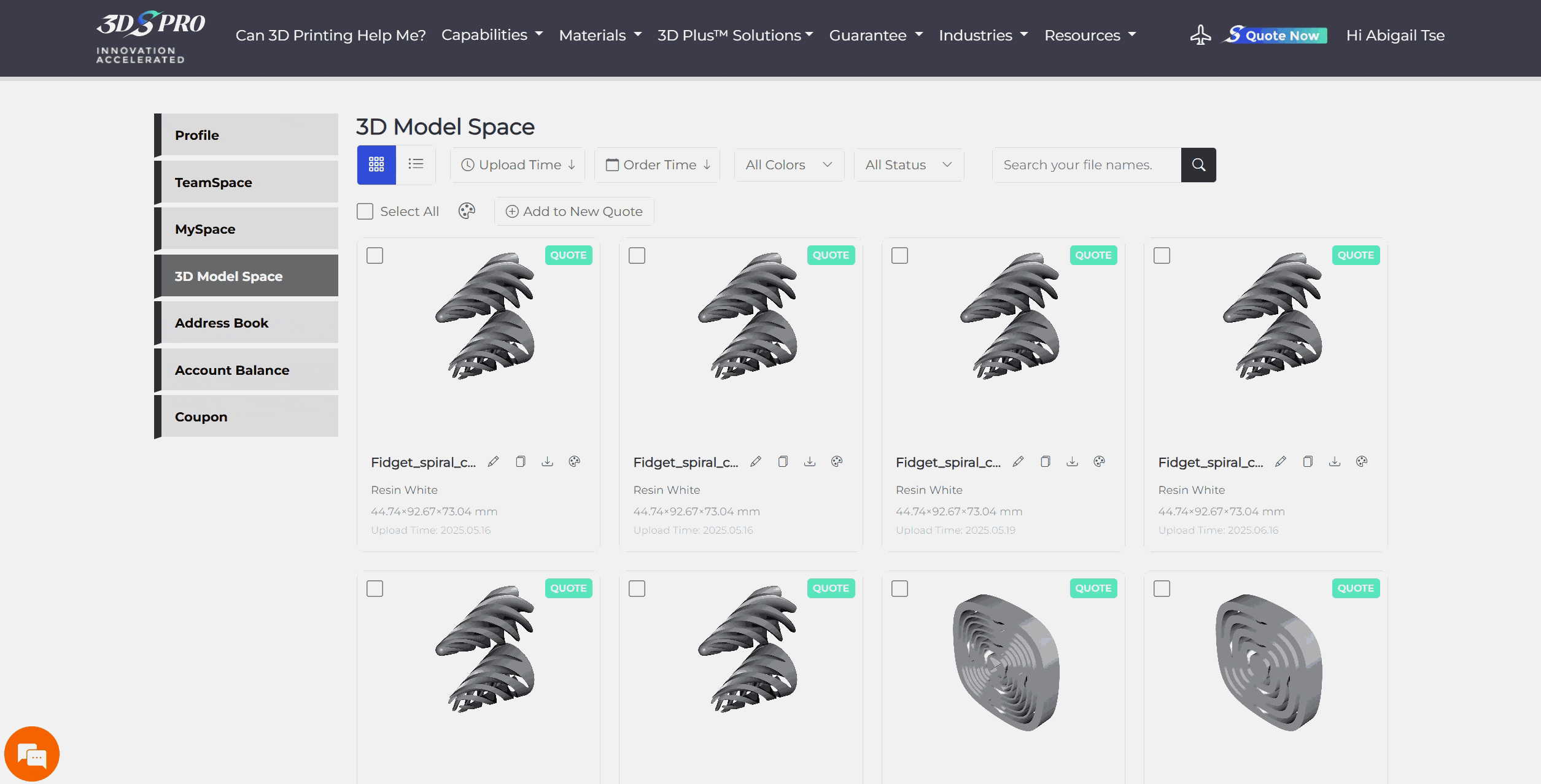 quick reorder with new quotes